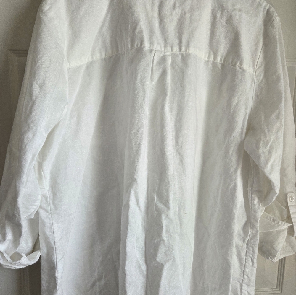 Talbots white linen blouse - Picture 5 of 7